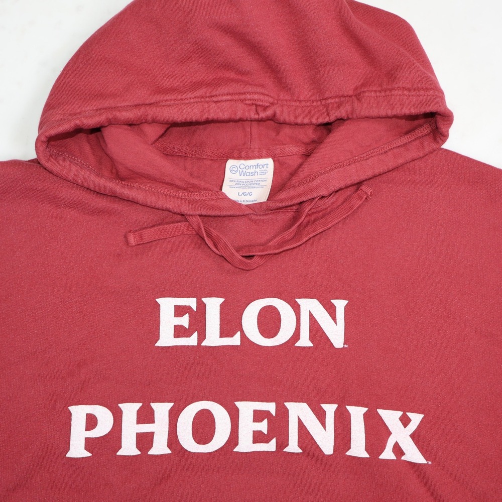 Comfort Wash Elon Phoenix Hoodie Maroon Red Mens Large University Sweatshirt